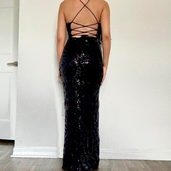 Striking black sequin maxi dress by Iris - Picture 2 of 7